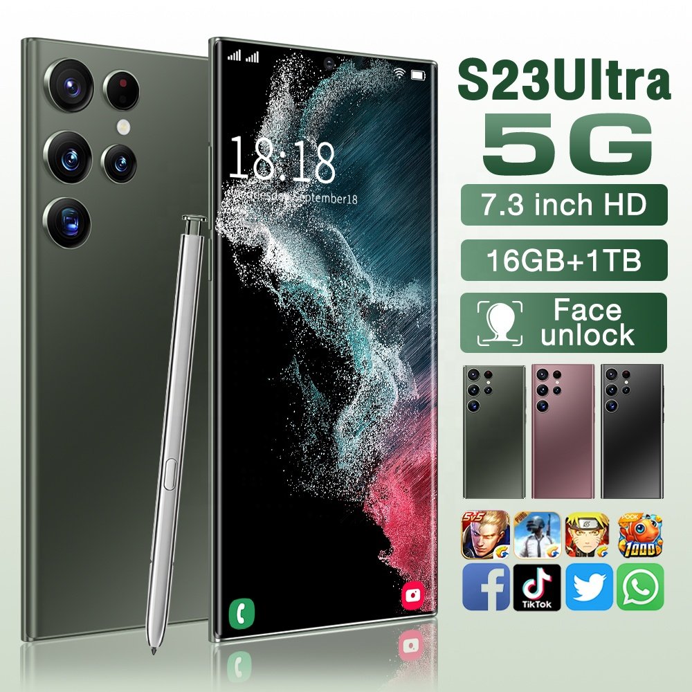 HOT SELLING S23 Ultra 12GB+512GB 24MP+64MP Android 13.0 Phone 5G LTE Original 6.7 inch MTK 9000 Smart Phone Excellent Quality